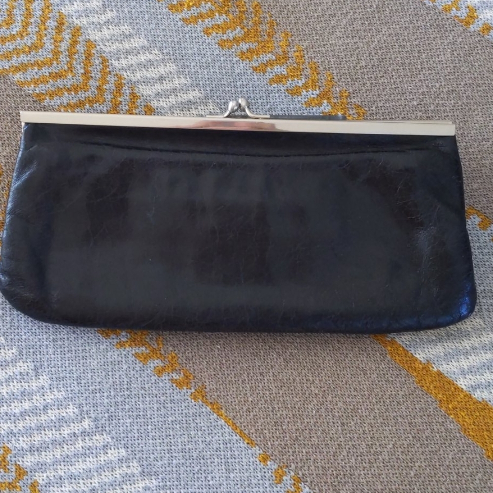 Black leather Hobo clutch